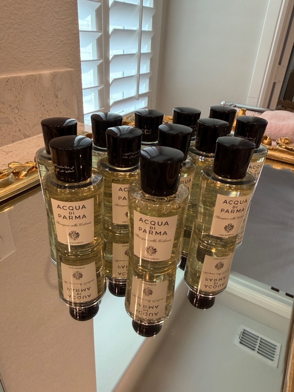 Acqua Di Parma Clear Travel Shower Gel Bottles with Black Caps for one only